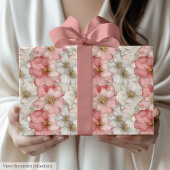 Ethereal pastel pink and gold floral gift wrap cadeaupapier