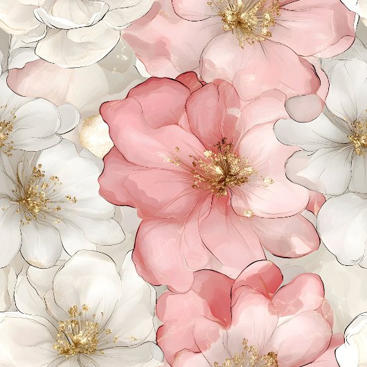 Ethereal pastel pink and gold floral gift wrap cadeaupapier