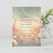 Ethereal Pastel Wildflower Field Wedding Kaart (Staand voorkant)