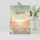 Ethereal Pastel Wildflower Field Wedding RSVP Kaartje (Staand voorkant)