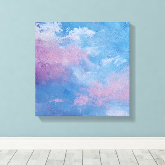 Ethereal Peach Teal Textured Abstract Canvas (Insitu (Houten vloer))