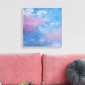Ethereal Peach Teal Textured Abstract Canvas (Insitu (Woonkamer))