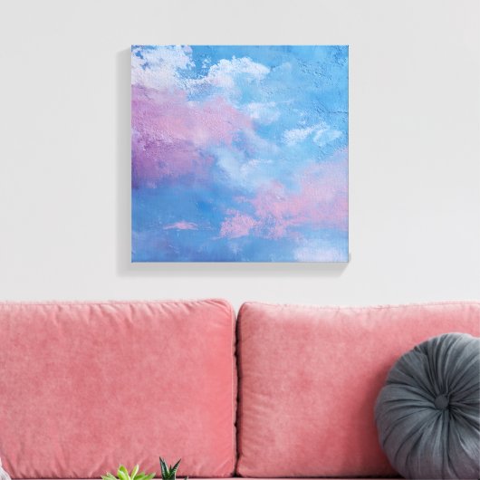 Ethereal Peach Teal Textured Abstract Canvas (Insitu (Woonkamer))