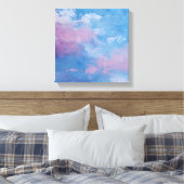 Ethereal Peach Teal Textured Abstract Canvas (Insitu (Slaapkamer))