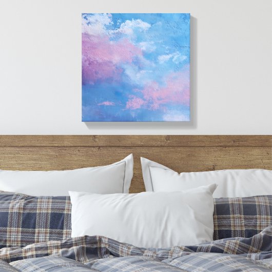 Ethereal Peach Teal Textured Abstract Canvas (Insitu (Slaapkamer))