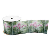 Ethereal Pink Orchids and Bamboo Satijnen Lint (Spoel)