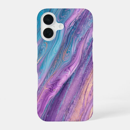 Ethereal Purple & Turquoise Marble Art Phone Case iPhone 16 Hoesje (Achterkant)