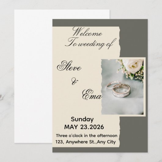 Ethereal Romantic Wedding Invitation | Soft & Time Kaart (Voorkant / Achterkant)