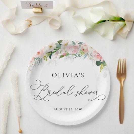 Ethereal Roze Rozen Bruiloft Feest Papieren Bordje (Huwelijk)