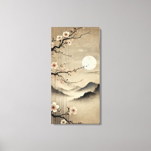 Ethereal Sakura Moon - Wabi-Sabi Japanse Kunst Canvas Afdruk (Voorkant)
