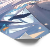 Ethereal Silver-Haired Anime Princess Fantasy Illu Poster (Hoek)