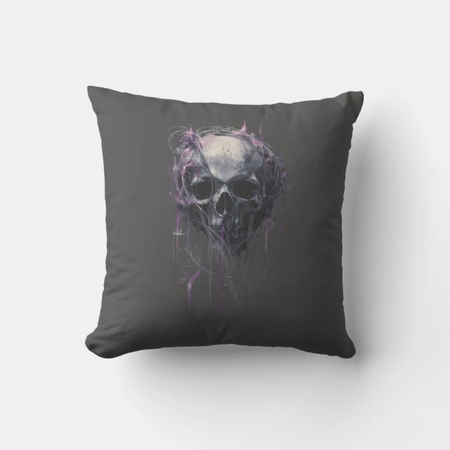 Ethereal Skull Abstract Grunge Dark Art Kussen (Voorkant)