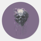 Ethereal Skull Abstract Grunge Dark Art Ronde Sticker (Voorkant)
