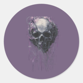 Ethereal Skull Abstract Grunge Dark Art Ronde Sticker