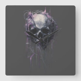 Ethereal Skull Abstract Grunge Dark Art T-Shirt Vierkante Klok