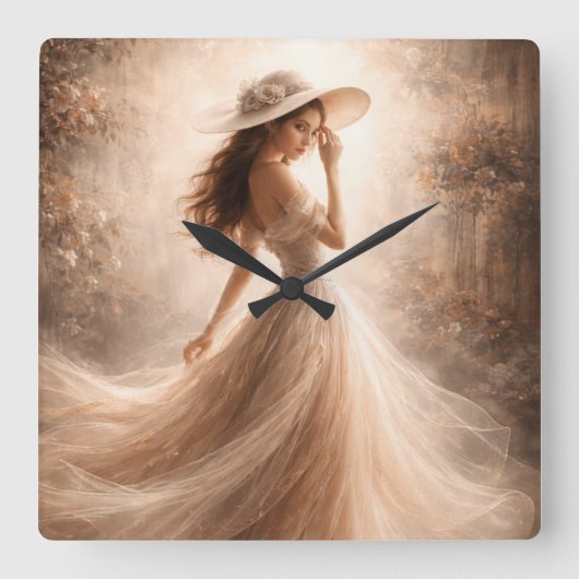 Ethereal Slavic Water Nymph | Clock | Boho Decor Vierkante Klok (Voorkant)