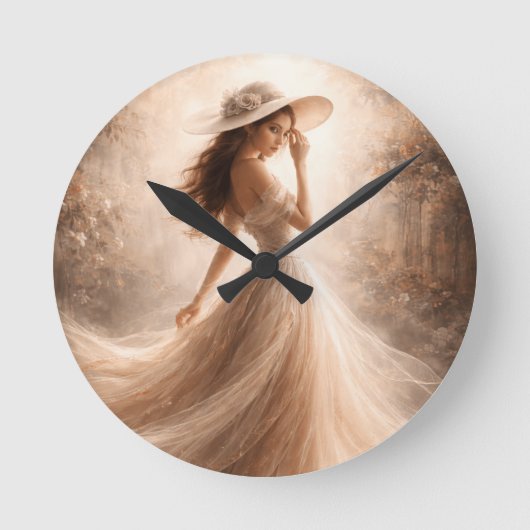 Ethereal Slavic Water Nymph | Wall Clock | Boho Ronde Klok (Voorkant)