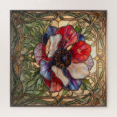 Ethereal Stained Glass Anemone Flower Puzzle Legpuzzel (Horizontaal)