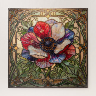 Ethereal Stained Glass Anemone Flower Puzzle Legpuzzel