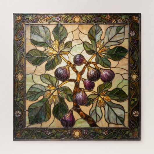 Ethereal Stained Glass Fig Branch Puzzle Legpuzzel (Verticaal)