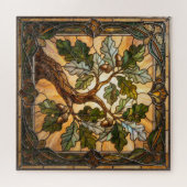 Ethereal Stained Glass Oak Branch Puzzle Legpuzzel (Horizontaal)