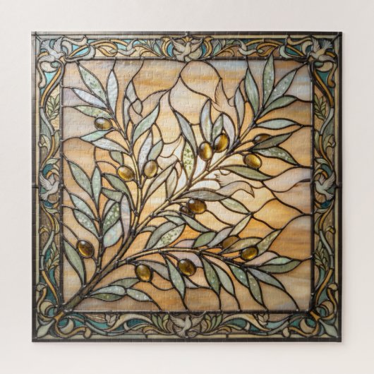 Ethereal Stained Glass Olive Branch Puzzle Legpuzzel (Verticaal)