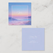 Ethereal Sunset Mountain Neon Frame Vierkante Visitekaartje (Voorkant / Achterkant)