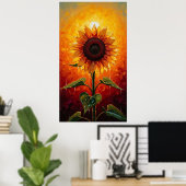 Ethereal Sunset Sunflower Expressionist Poster (Thuiskantoor)