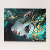 Ethereal Teal Elf Goddess with Golden Tiara Legpuzzel (Horizontaal)
