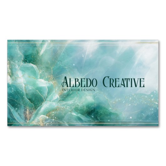 Ethereal Teal Gold Abstract Floral Modern Magnetisch Visitekaartje (Voorkant)