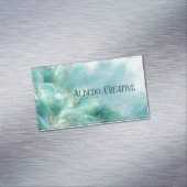 Ethereal Teal Gold Abstract Floral Modern Magnetisch Visitekaartje (Voorbeeld)