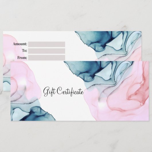 Ethereal Teal & Roze Inky Glamour Cadeaubon Kaart (Voorkant / Achterkant)