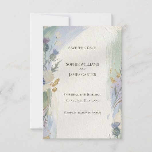 Ethereal Thistle Save the Date Kaart (Voorkant)