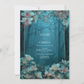 Ethereal Twilight Teal Floral Gold Frame Forest Kaart (Voorkant)