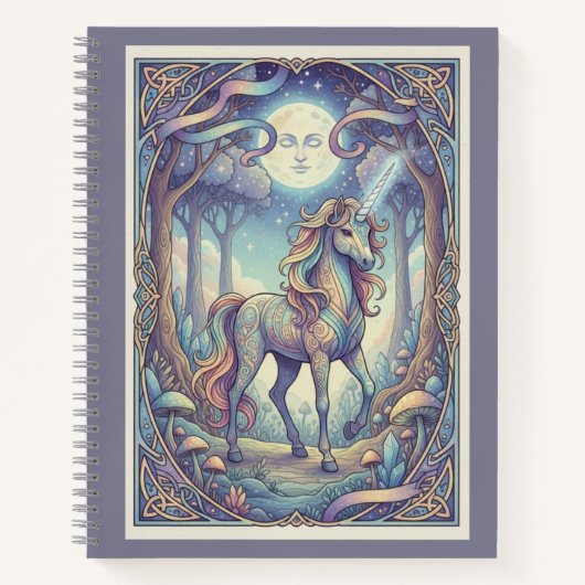 Ethereal Unicorn Moonlight Zentangle Fantasy Notitieboek (Voorkant)