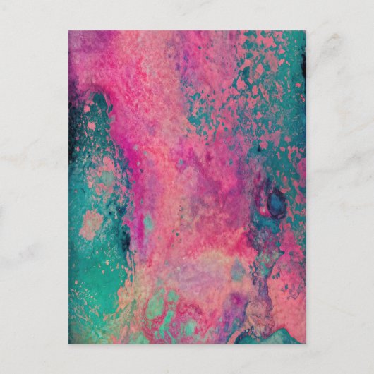 “Ethereal Vellum” – Roze Teal Blauwe Abstracte Briefkaart (Voorkant)