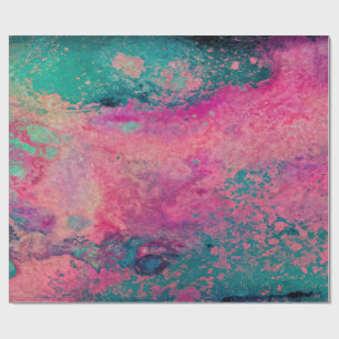 “Ethereal Vellum” – Roze Teal Blauwe Abstracte Cadeaupapier