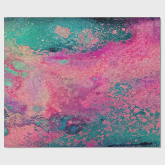 “Ethereal Vellum” – Roze Teal Blauwe Abstracte Cadeaupapier (Vlak)