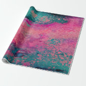 “Ethereal Vellum” – Roze Teal Blauwe Abstracte Cadeaupapier (Uitgerold)