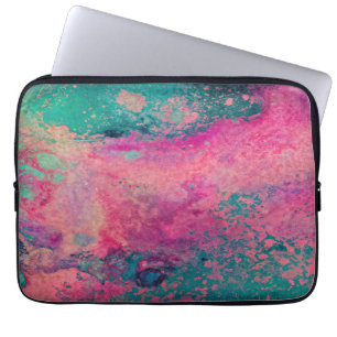 “Ethereal Vellum” – Roze Teal Blauwe Abstracte Laptop Sleeve
