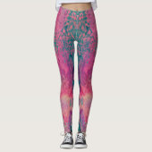 “Ethereal Vellum” – Roze Teal Blauwe Abstracte    Leggings (Voorkant)