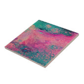 “Ethereal Vellum” – Roze Teal Blauwe Abstracte Tegeltje (Zijkant)