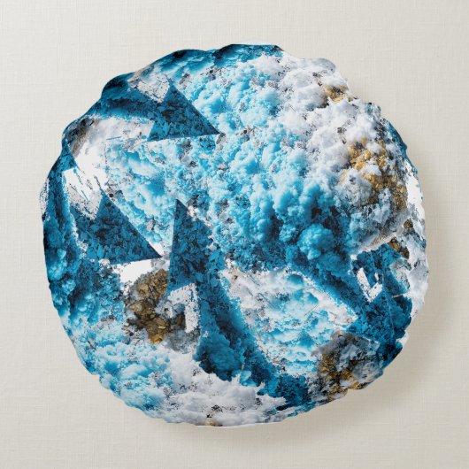 Ethereal Velocity: Geometric Cloud & Arrow Fusion Rond Kussen (Achterkant)