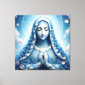 Ethereal Virgin Mary Blue Rose Portrait Canvas Afdruk (Voorkant)