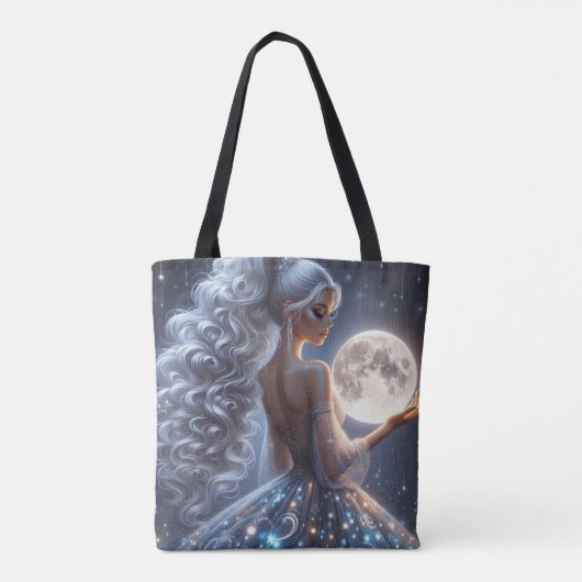 Ethereal vrouw & maan tote bag (Achterkant)