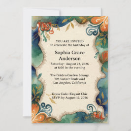 Ethereal Watercolor Floral birthday Invitation Kaart
