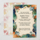Ethereal Watercolor Floral birthday Invitation Kaart (Voorkant / Achterkant)