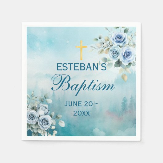 Ethereal Watercolor Nature Baptism Decor Servet (Voorkant)