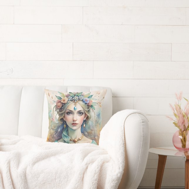 Ethereal Watercolor Queen Pillow Kussen (Bank)