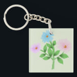 Ethereal Watercolor Wildflower Bouquet - Pastel Fl Sleutelhanger<br><div class="desc">A delicate, hand-painted digital watercolor illustration featuring a trio of ethereal wildflowers in soft shades of sky blue, misty purple, and blush pink. This botanical piece captures the fluid transparency of traditional watercolor with a modern, clean aesthetic. Perfect for cottagecore lovers, nursery decor, or anyone who appreciates the quiet beauty...</div>